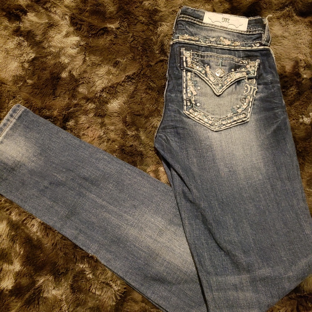 MISS ME GIRLS SKINNY STRETCH CUFFED JEANS